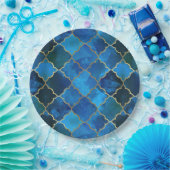 Sapphire Gemstone & Gold marokkanisches Fliesenmus Pappteller (Party)