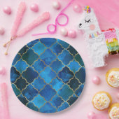 Sapphire Gemstone & Gold marokkanisches Fliesenmus Pappteller (Party)