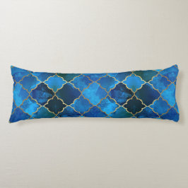 Sapphire Gemstone & Gold marokkanisches Fliesenmus Seitenschläferkissen