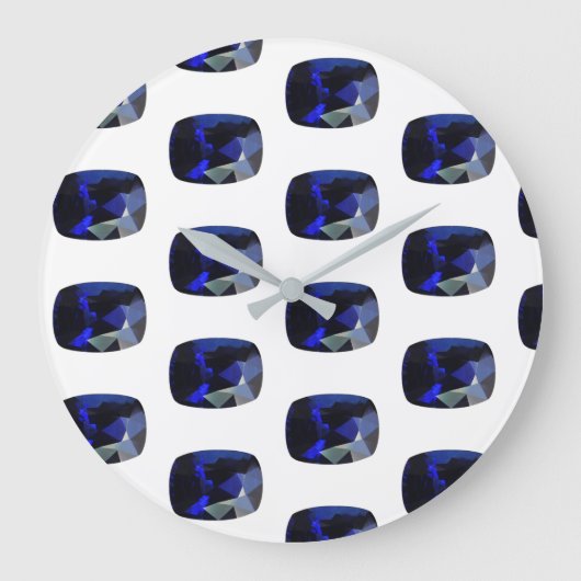 Sapphire Gemstone pattern Blue Large Clock Große Wanduhr (Vorderseite)