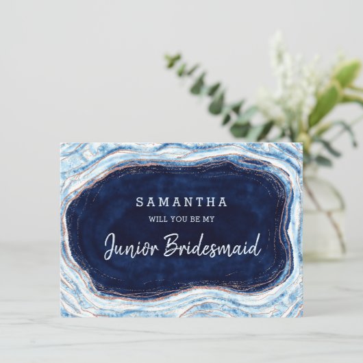Sapphire Geode Be My Junior Bridesmaid Vorschlag (Stehend Vorderseite)
