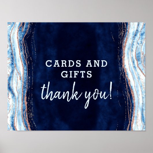 Sapphire Geode Cards & Gifts Wedding Table Sign Poster (Vorne)