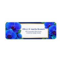 Sapphire Gilded Orchid Botanical Return Address
