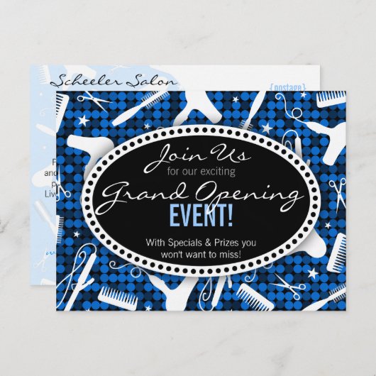 Sapphire Glam Custom Hair Salon Event Postkarte (Vorne/Hinten)
