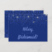 Sapphire Glitz Glitzer Bridesmaid Card Einladung (Vorne/Hinten)