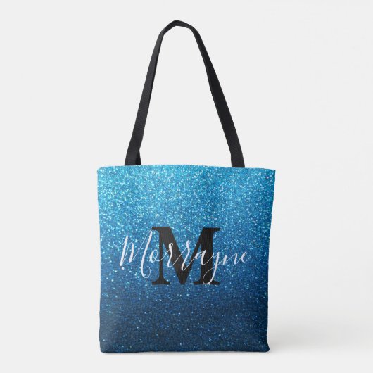 Sapphire Glitzer Ombre Sparkle Metallic Monogram Tasche (Rückseite)