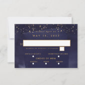 Sapphire & Gold Wedding 3 Meal Choice UAWG RSVP Karte (Vorderseite)