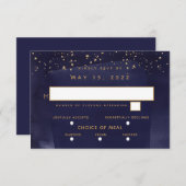 Sapphire & Gold Wedding 3 Meal Choice UAWG RSVP Karte (Vorne/Hinten)