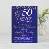 Sapphire Gold Wedding Anniversary Einladung (Stehend Vorderseite)