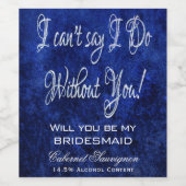 Sapphire kann nicht sagen, dass ich ohne dich blau weinetikett (Einzelnes Label)