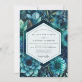 Sapphire Lush Flora Wedding Einladung (Vorderseite)