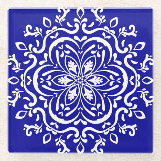 Sapphire Mandala Glasuntersetzer (Vorderseite)