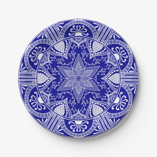 Sapphire Mandala Pappteller (Vorderseite)