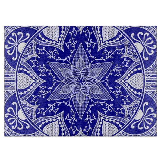 Sapphire Mandala Schneidebrett (Vorderseite)
