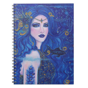 Sapphire Mermaid mit Goldakzenten von Renee Lavoie Notizblock