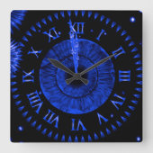 Sapphire Midnight  Clock Quadratische Wanduhr (Vorderseite)
