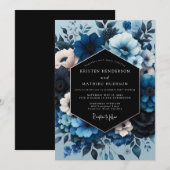 Sapphire Moody Bloom Wedding Einladung (Vorne/Hinten)