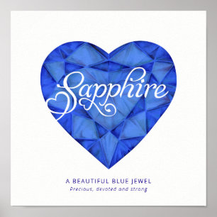 Sapphire Name bedeutet Aquarellherz Poster