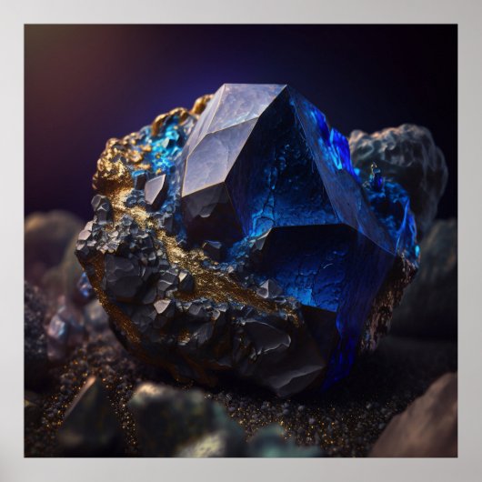 Sapphire Ore Macro Poster - Metamorphe Rock Print (Vorne)
