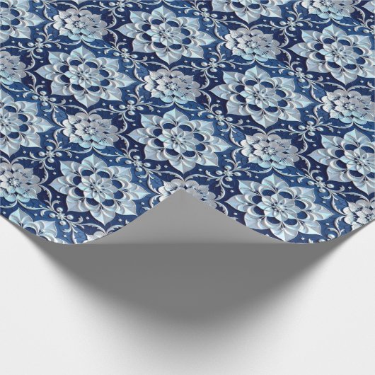 Sapphire Pearl Silver Blue mit/ Scrollwork Geschen Geschenkpapier (Ecke)