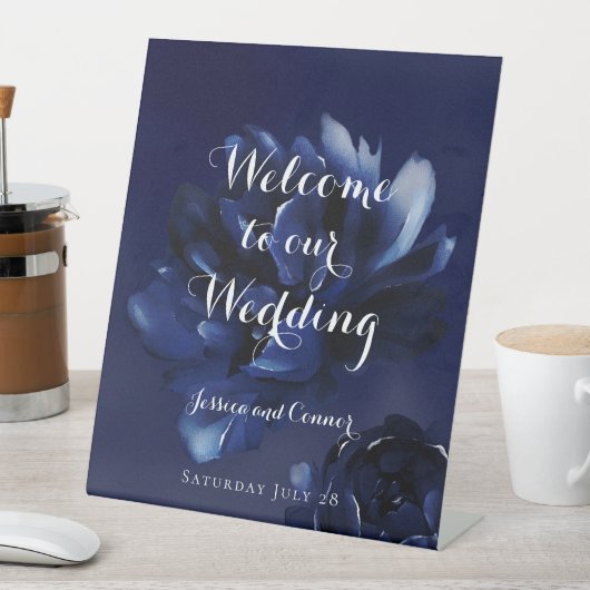 Sapphire Peony Willkommen bei unserer Hochzeit Sockelschild (In Situ)