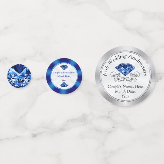 Sapphire Personalisiert 65 Jahre Jubiläum Confetti Konfetti (Vorderseiten)