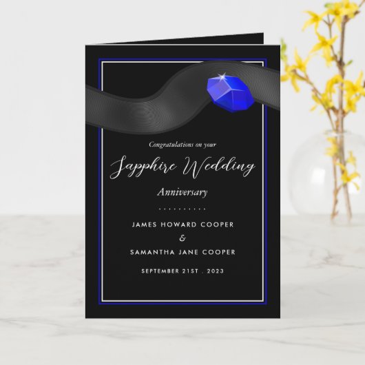 Sapphire Ribbon, 45 Jahre Hochzeitstag Karte (Gelbe Blume)