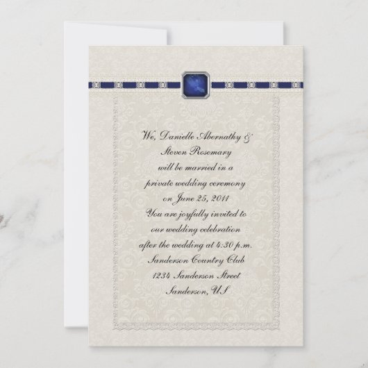 Sapphire Ribbons & Lace Post Wedding Einladung (Vorderseite)