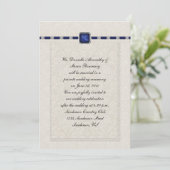 Sapphire Ribbons & Lace Post Wedding Einladung (Stehend Vorderseite)
