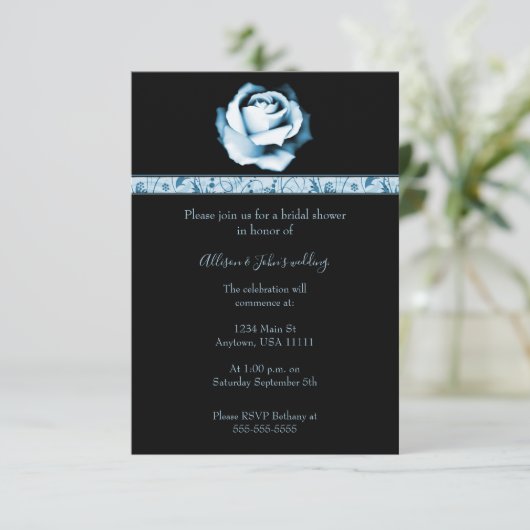 Sapphire Rose Brautparty Einladung (Stehend Vorderseite)