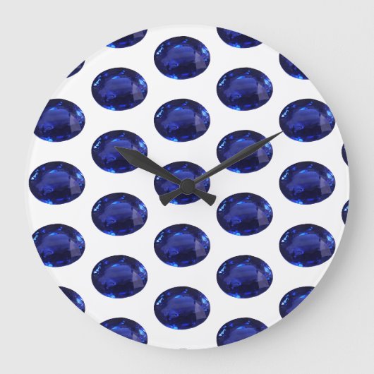 Sapphire September Birthstone Blue Large Clock Große Wanduhr (Vorderseite)