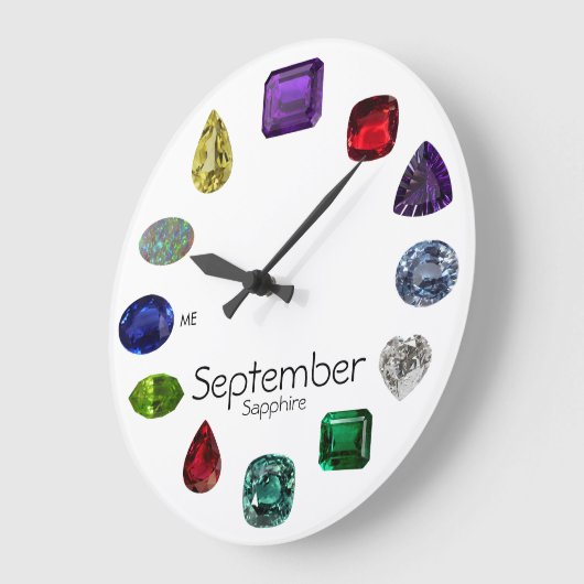 Sapphire, September Birthstone Große Wanduhr (Winkel)