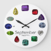 Sapphire, September Birthstone Große Wanduhr (Vorderseite)