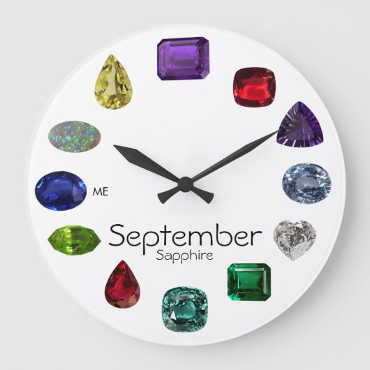 Sapphire, September Birthstone Große Wanduhr (Vorderseite)