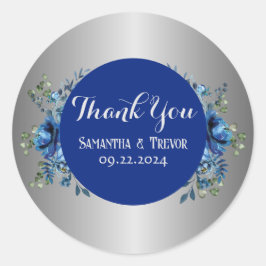 Sapphire Serenade: Eine Symphonie aus Silber und B Runder Aufkleber