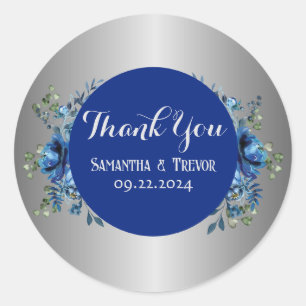 Sapphire Serenade: Eine Symphonie aus Silber und B Runder Aufkleber