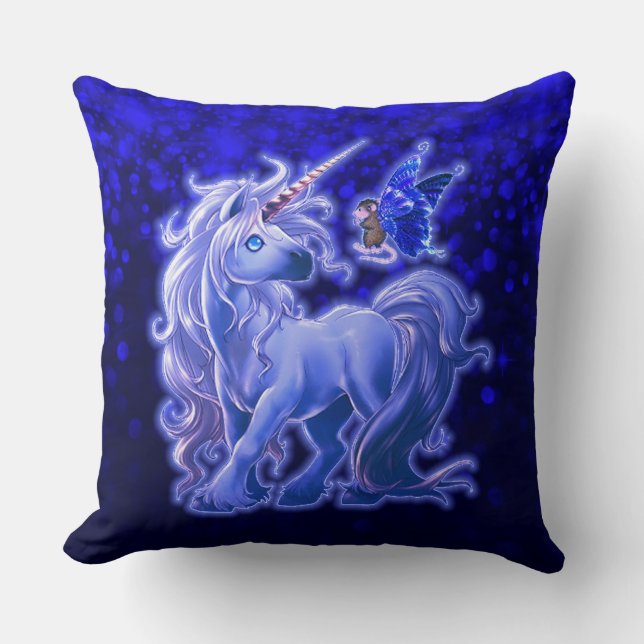 Sapphire Sparkle Blue Unicorn Kissen (Vorderseite)
