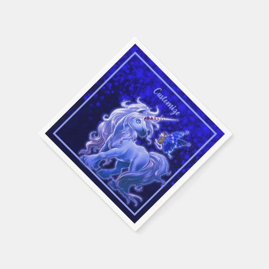 Sapphire Sparkle Blue Unicorn Serviette (Ecke)