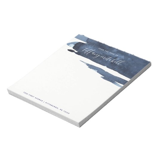 Sapphire Splash | Dunkelblaue Wasserfarbe Notizblock (Rotiert)