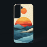 Sapphire Sunset Hills Handy Case Samsung Galaxy Hülle<br><div class="desc">Eine feurige Orangensonne trifft auf überlagerte saphir-blaue Hügel,  die eine beeindruckende und moderne Naturlandschaft voller Ausgewogenheit schaffen.</div>