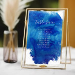 Sapphire Tide Wedding Tischnummern Gästebamen<br><div class="desc">Maßgeschneiderte Hochzeitskarten mit abstrakt blauem Aquarellhintergrund, um sich mit unserer Sapphire Tide Kollektion abzustimmen. Bitte personalisieren Sie jede benötigte Nummer und fügen Sie jede Nummer Ihrem Warenkorb individuell hinzu, um einen genauen Druck zu gewährleisten. Verwenden Sie die Entwurfswerkzeuge, um die Schriftart und Farben zu bearbeiten oder eigene Fotos hochzuladen, um...</div>