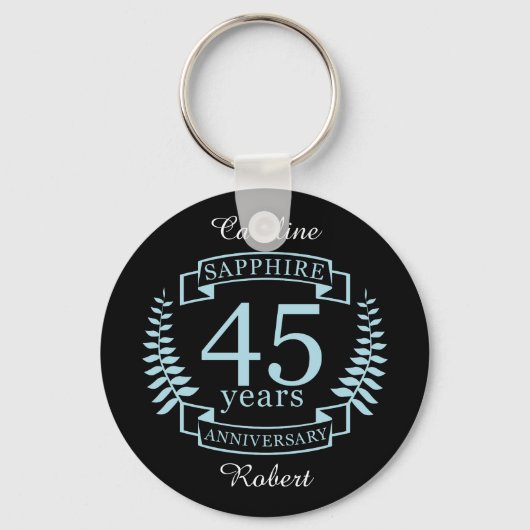 Sapphire Traditionelles 45. Hochzeitstag Schlüsselanhänger (Vorderseite)