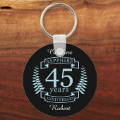 Sapphire Traditionelles 45. Hochzeitstag Schlüsselanhänger (Vorderseite)