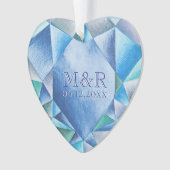 Sapphire Wasserfarbenherz 45. Hochzeitstag Ornament (Vorderseite)