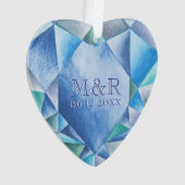 Sapphire Wasserfarbenherz 45. Hochzeitstag Ornament (Vorderseite)