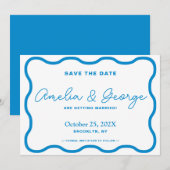 Sapphire Wavy Retro Save The Date (Vorne/Hinten)