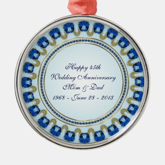 Sapphire Wedding Anniversary Ornament Aus Metall (Vorne)