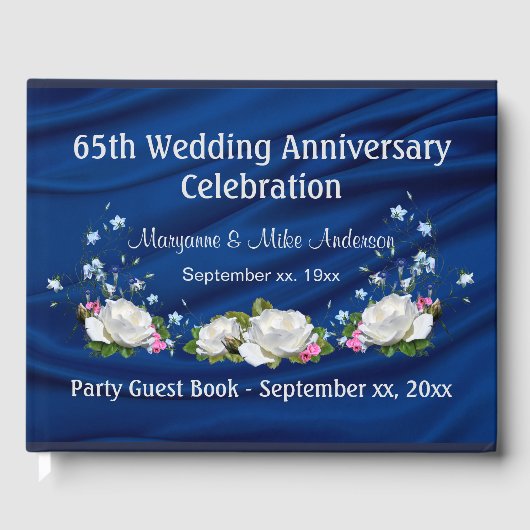Sapphire White Roses Custom zum 65. Jubiläum Gästebuch (Vorderseite)