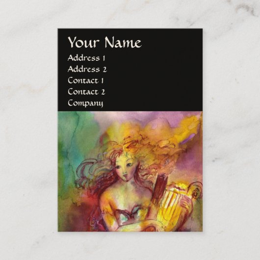 SAPPHO, TANZMUSIK UND POETRY, schwarz Visitenkarte (Vorderseite)