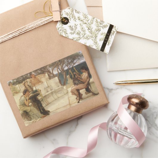 Sappho und Alcaeus von Sir Lawrence Alma Tadema Rechteckiger Aufkleber (Schenken)